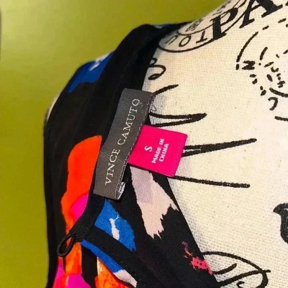 Vince Camuto Long Sleeve Black Shirt with Flowers Size Small - Picture 6 of 11